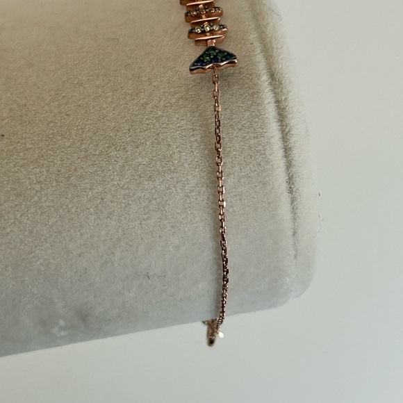 Sunkissed Sterling Silver Cubic Zirconia Fish Bracelet Rose Gold Plating 7" - Picture 3 of 12